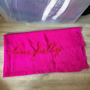 Kate Spade New York Live Fully Hot Fuchsia Pink Linen Like Scarf Shawl Cover
